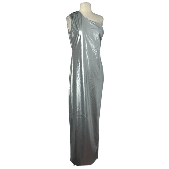 Attem Space Silver Chrome Sunday Maxi Dress Vegan Leather - Picture 3 of 7